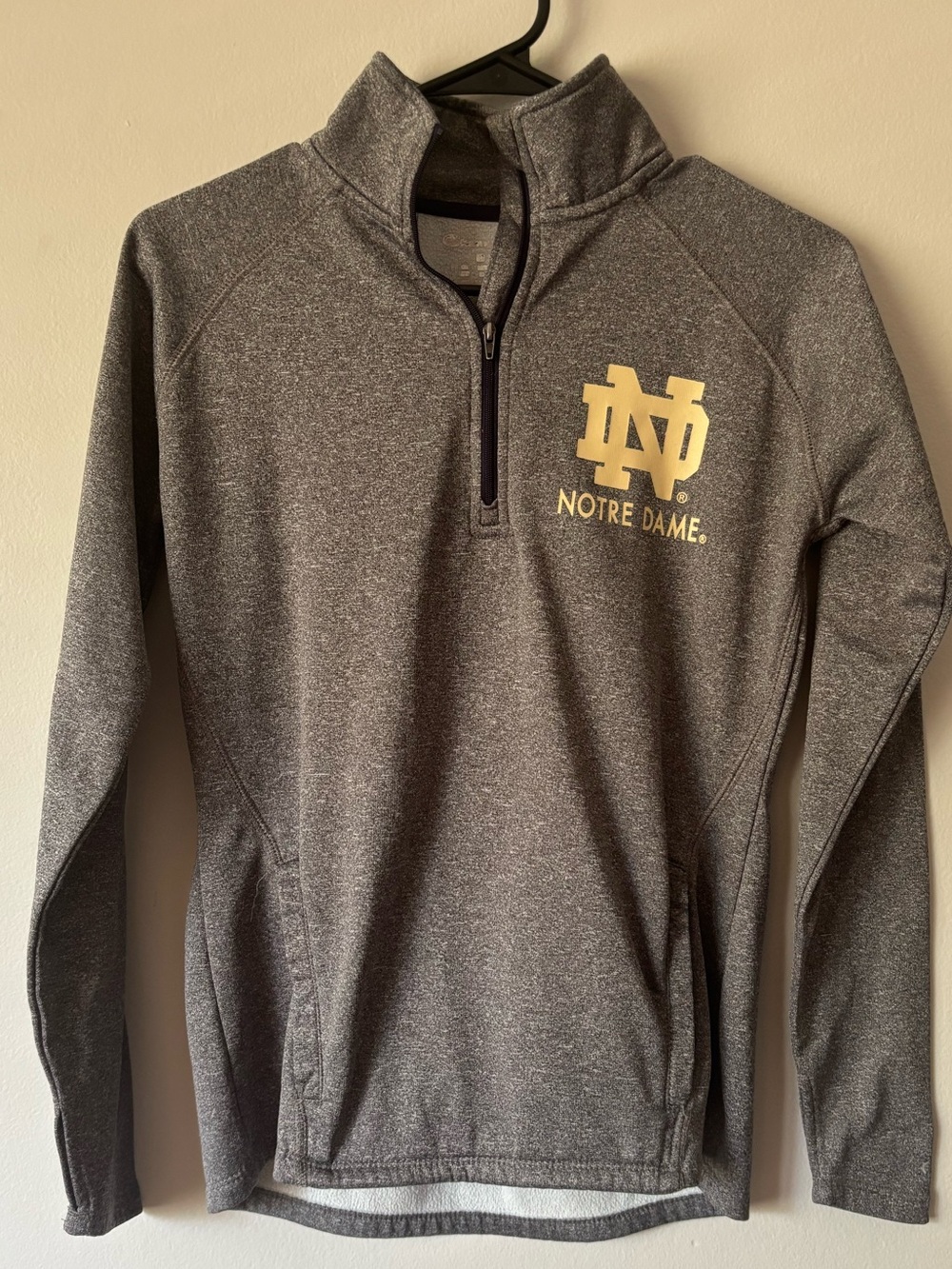 Champion Notre Dame Grey Quarter-Zip Pullover
